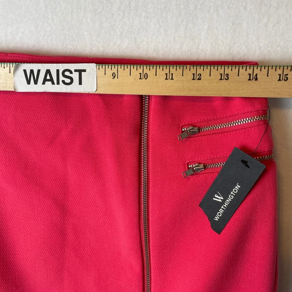 Worthington Women's Red Pencil Skirt Front Zip Accent‎ Size 4